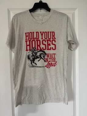 Hold Your Horses Graphic Tee - Cream with Red Print